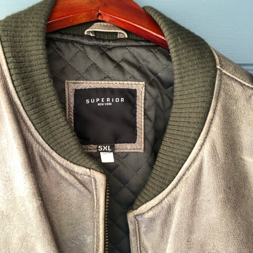 Leather Jacket - Olive Colored. - image 3